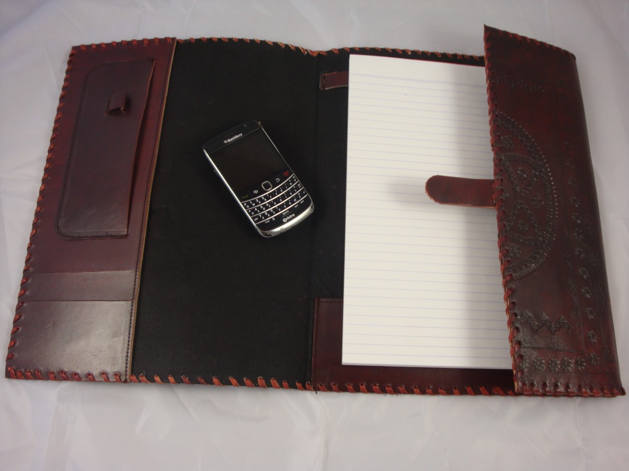Handmade Embossed Genuine Leather A4 Compendium Folder Notebook Cover