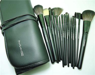  Brush Holder on Professional Makeup Brush Set 15 Pcs Kit W Leather Bag Holder Travel