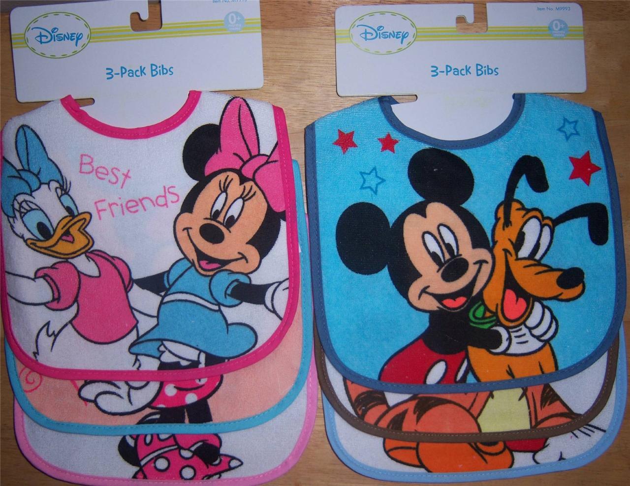 New Pack Mickey Mouse Or Minnie Mouse Bibs Daisy Duck Tigger Pluto