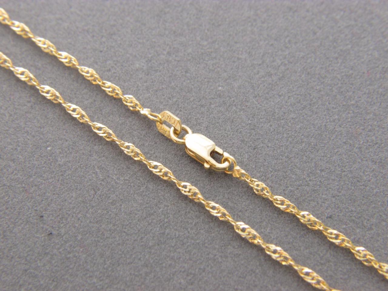 Real 14kt Yellow Gold 2mm 1mm Solid Italian Rope Chain ...