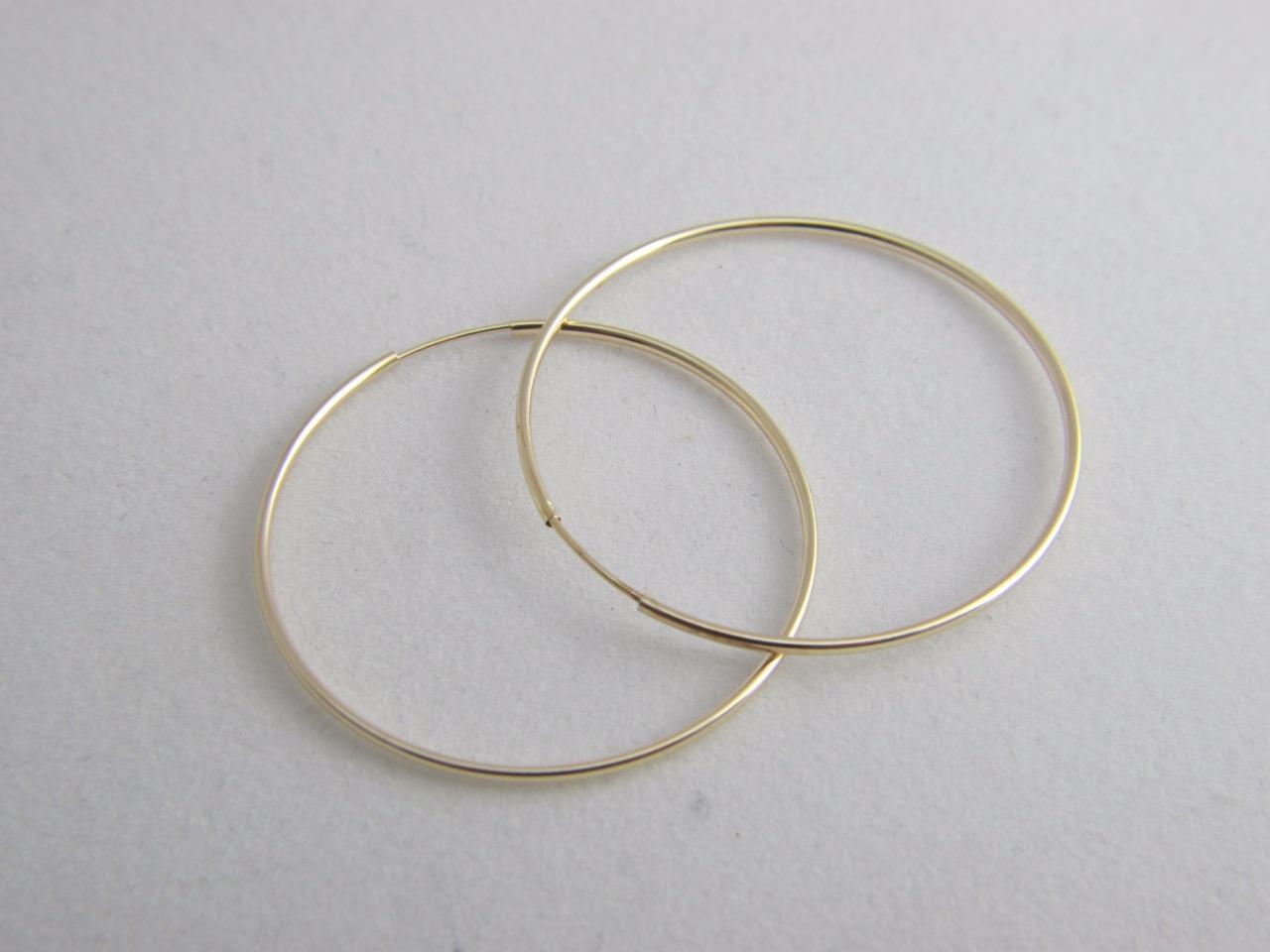 Real 14k Gold Hoop Earrings Endless Hoops 12mm 18mm 40mm Solid 14kt