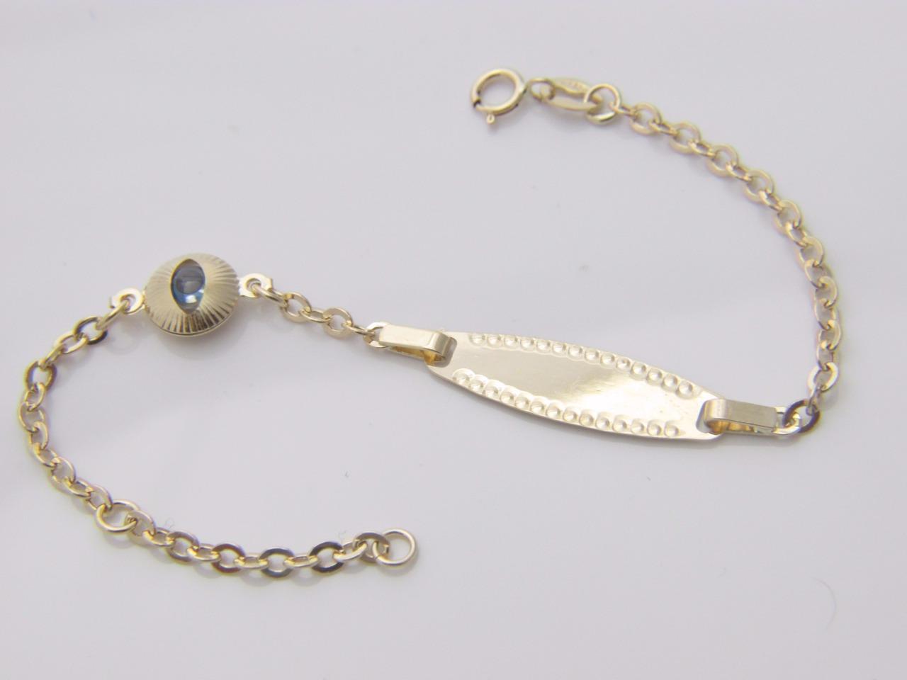 Real 14k yellow gold Baby Bracelet ID Adjustable 4.5",5.5" kids