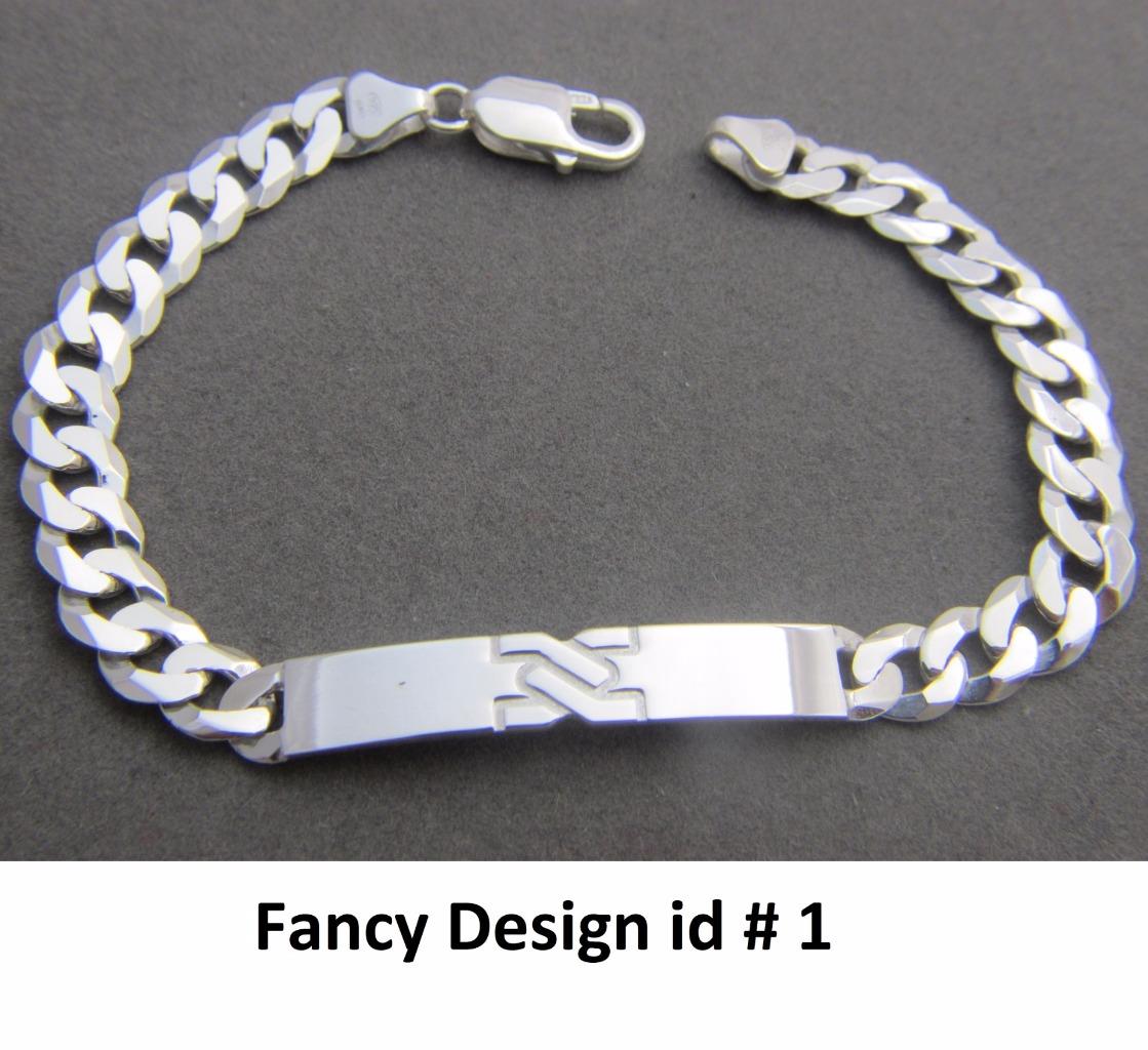 Solid 925 Sterling Silver Mens ID Bracelet **Many Designs to Choose