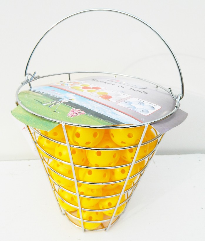 55pcs GOLF balls air flow practice BALL plastic Yellow +metal wire