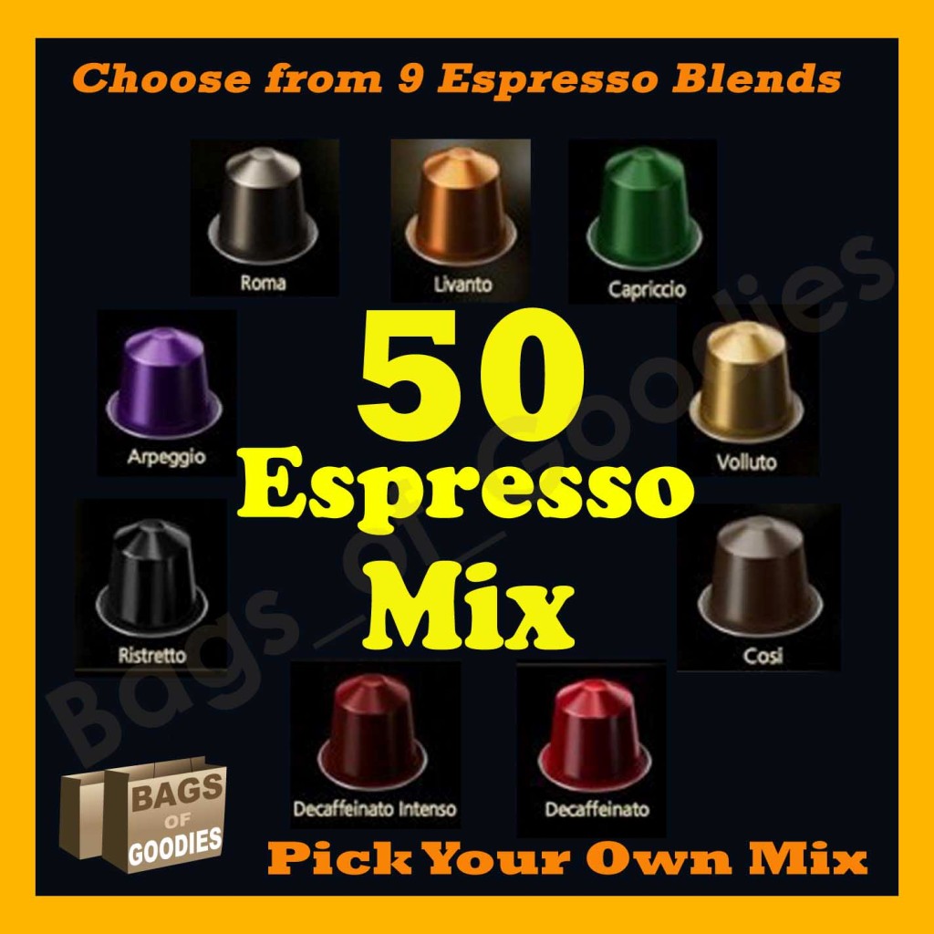 *NEW* 50 Nespresso Capsules ESPRESSO MIX & MATCH (5 Sleeves) Coffee
