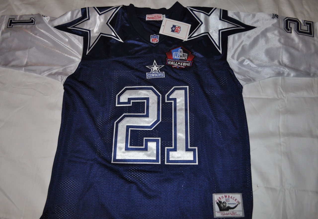 AUTHENTIC COWBOYS 21 DEION SANDERS HALL OF FAME THROWBACK JERSEY SEWN