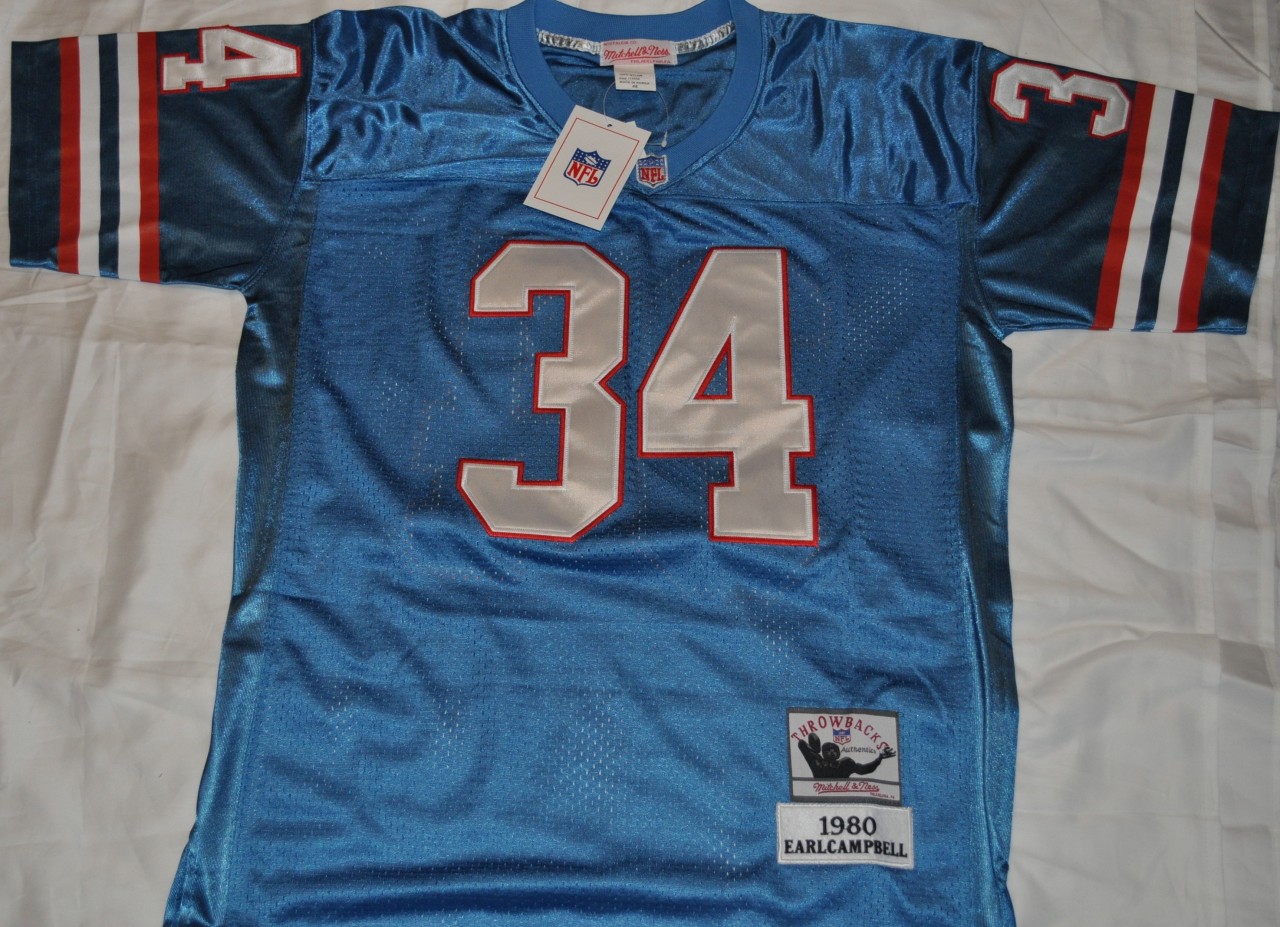 AUTHENTIC HOUSTON OILERS 34 EARL CAMPBELL 1980 THROWBACK JERSEY SEWN NWT