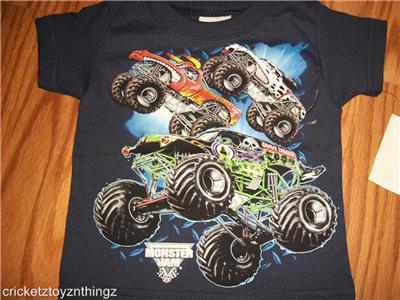 Monster Jam Truck Boys Toddler T Shirt 2t 3t 4t 5t New Grave Digger El
