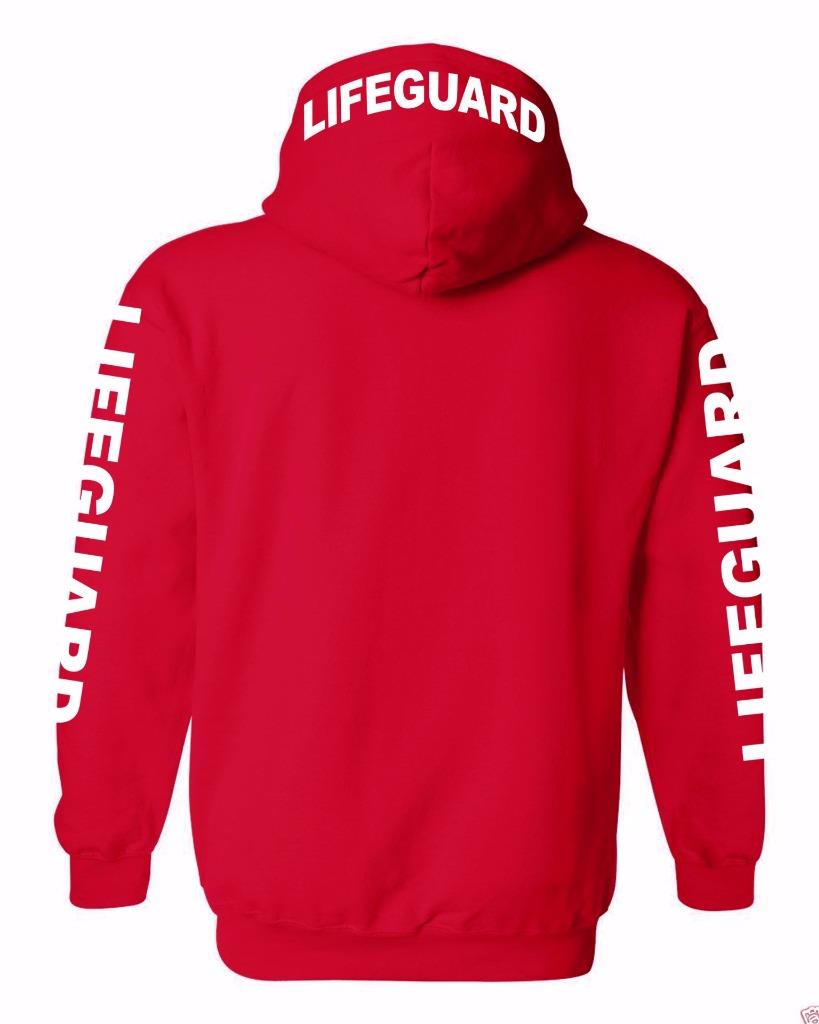 NW MEN'S LIFEGUARD BEACH SAFETY POOL STAFF SWEATSHIRT RED PULLOVER