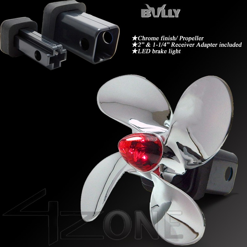 2" PROPELLER TRAILER HITCH RECEIVER COVER CAP W/ LED BRAKE LIGHT WIRE