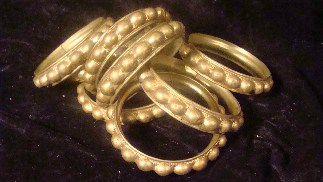 8 antique/vintage French ormolu brass decorative curtain rings