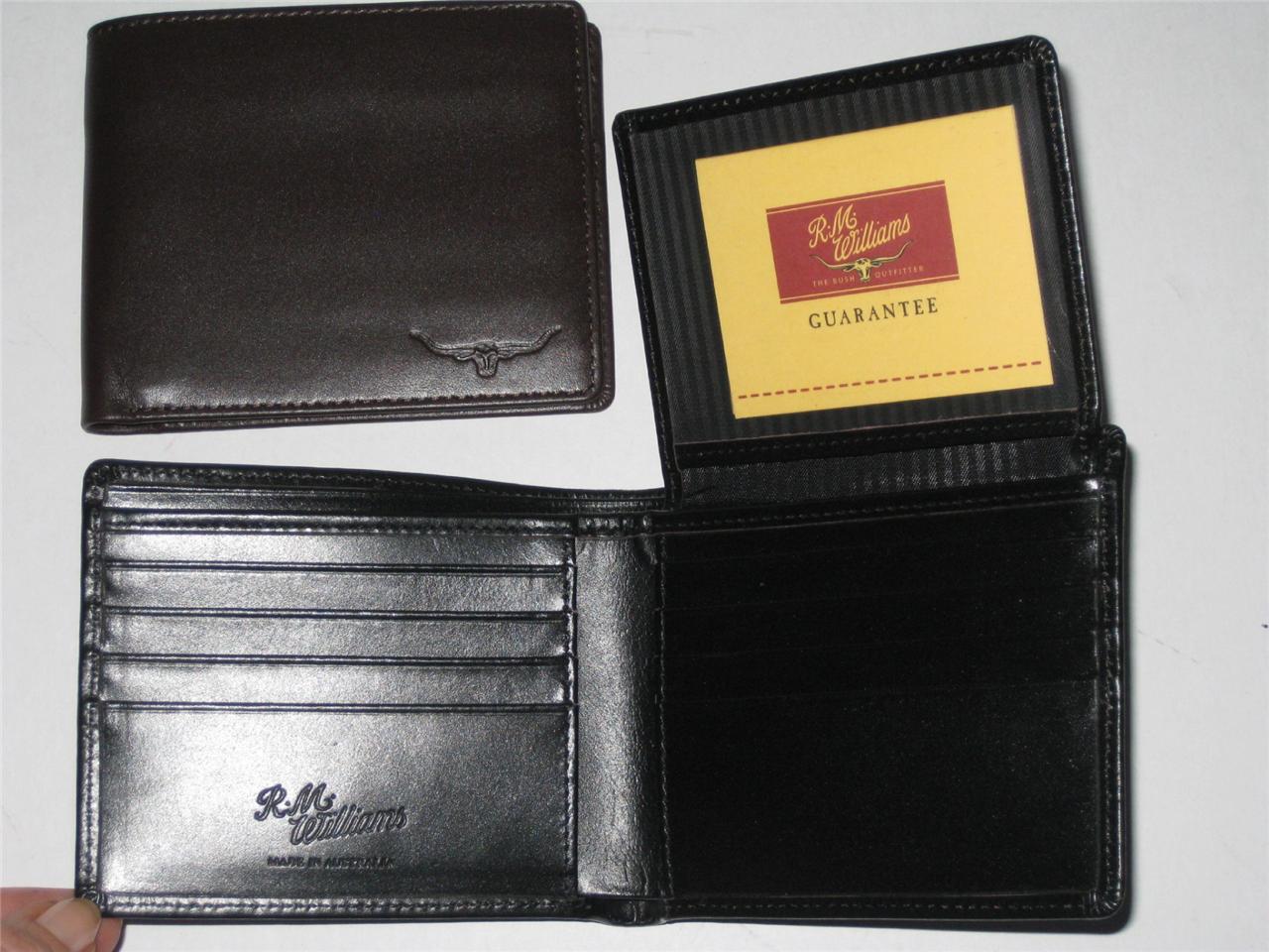 New RM Williams Mens Leather Small Wallet Australian Made Ches or Black 433 $169