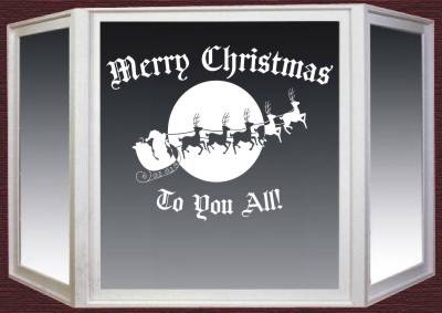 Christmas Wall Window Sticker Santa Sleigh Reindeer Shop Vinyl Decal #1
