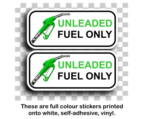 UNLEADED FUEL ONLY Set of 2 printed colour selfadhesive stickers