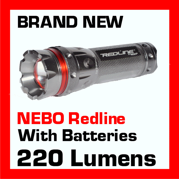 New NEBO Redline 5581 220 Lumens LED Tactical Flashlight with Batteries