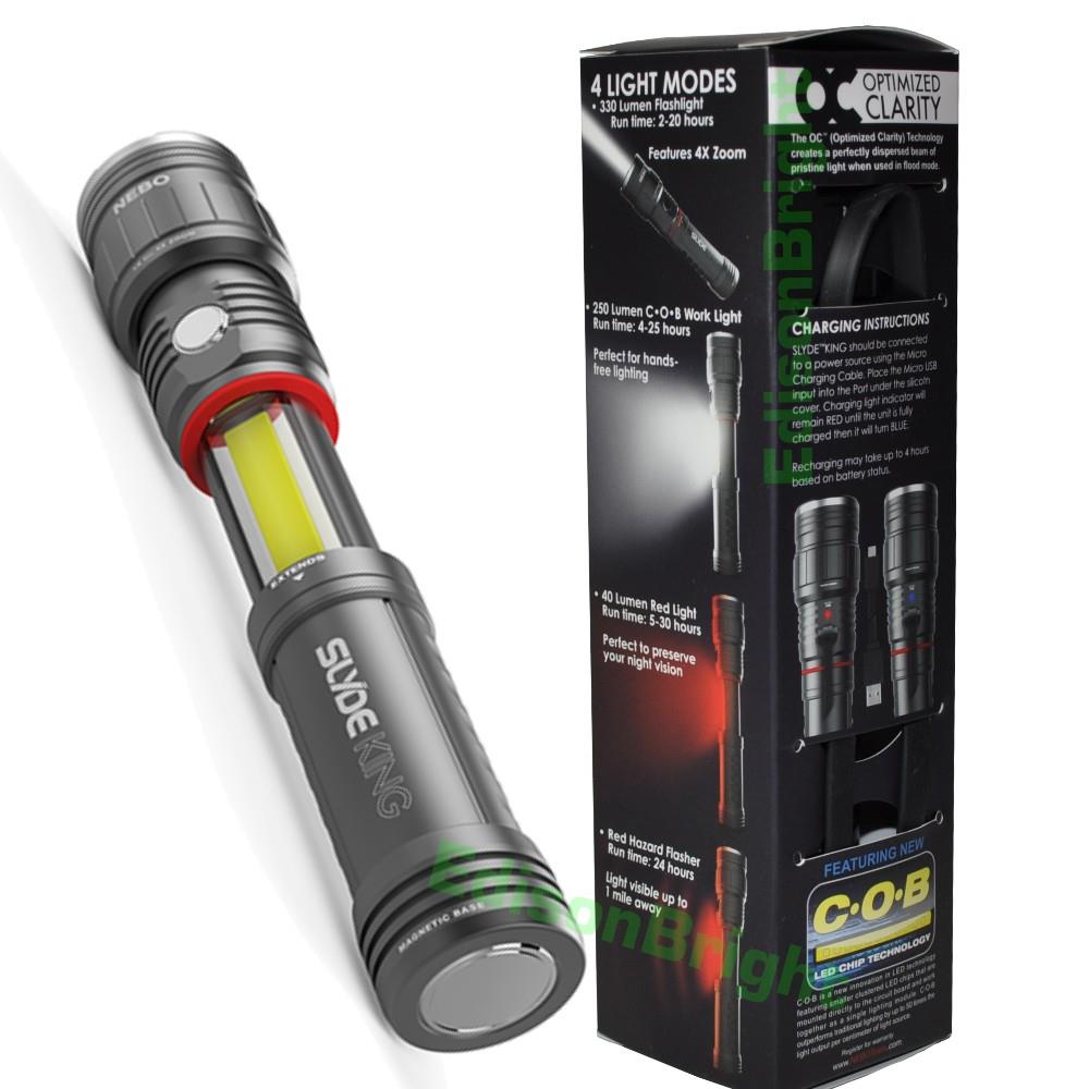New NEBO SLYDE KING 330 Lumen LED Flashlight 6434 250 Lumen USB
