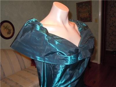 Dark Green Prom Dresses on 80 S Party Prom Dress Hi Lo Hem Dark Green Taffeta Plus Size B42  W34