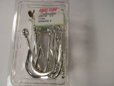 6 Nickel Plated Eagle Claw Treble Hooks 2X Extra Strong 975M Straight No 50