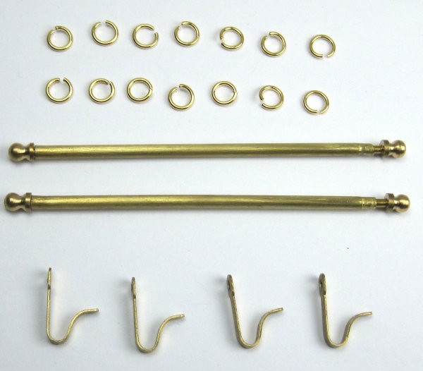 DOLLHOUSE MINIATURE CURTAIN RODS EXPANDABLE DRAPERY WINDOW TREATMENTS