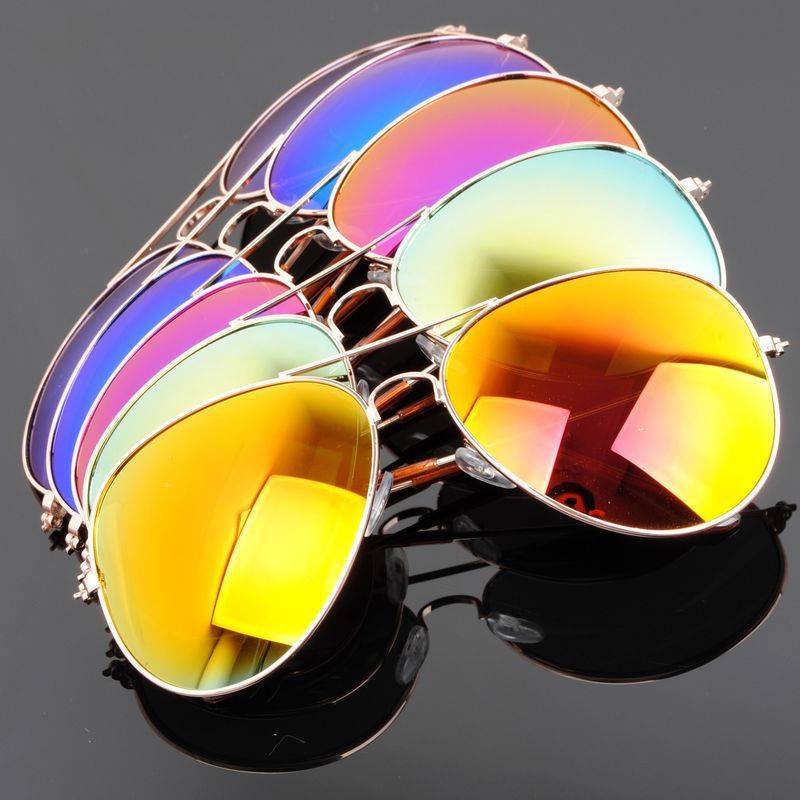 MEN WOMEN COLOR LENSES METAL FRAME AVIATOR SUNGLASSES UV400 PILOT COP