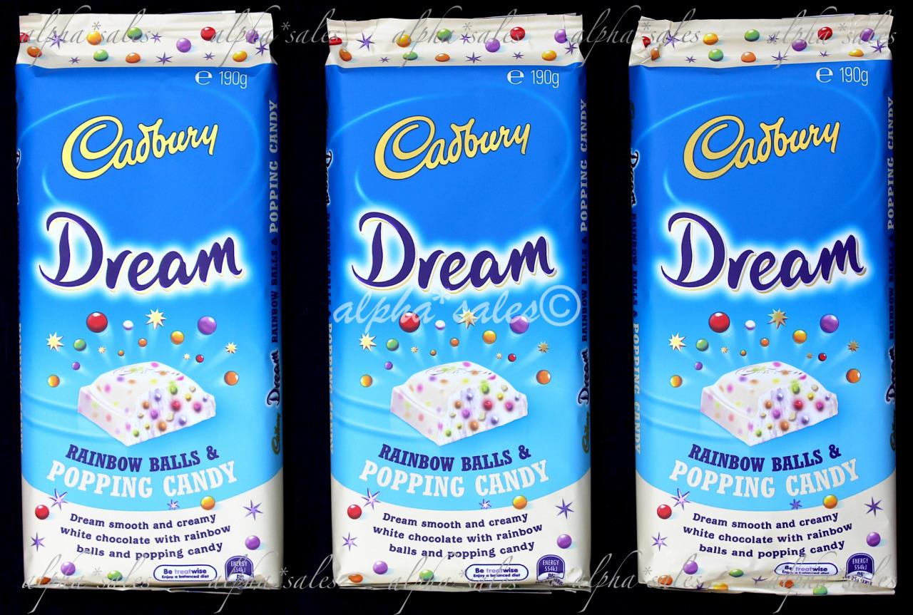 3x CADBURY blocks chocolate DREAM POPPING CANDY White chocolate gift AUSTRALIAN eBay