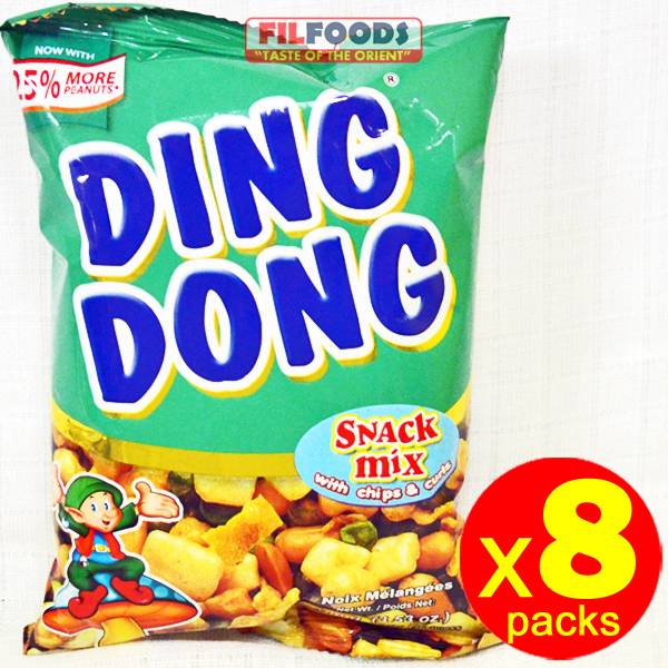 8 x DINGDONG / DING DONG SNACK MIX with Chips & Curls (Green Pack) 100g