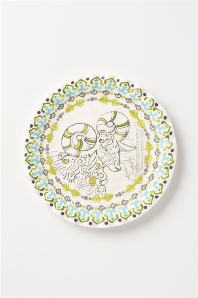 New Anthropologie Forest Fable Dessert Plate Goose Deer Owl Ram Plates