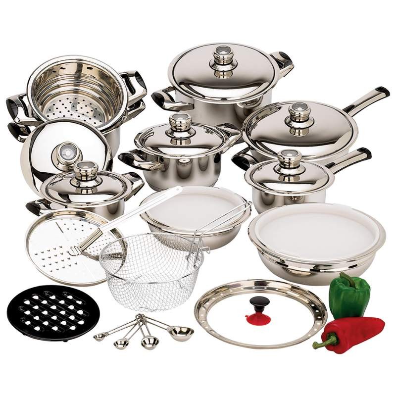 28pc Waterless T304 Stainless Steel Cookware Set Heavy Gauge 12Element