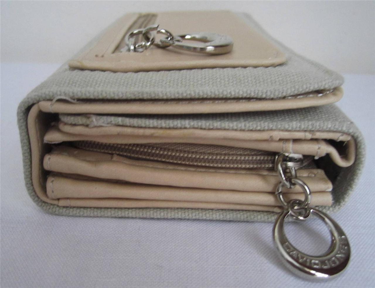 David Jones Quality Large Bulky Canvas Fabric Purse Wallet in Cream and