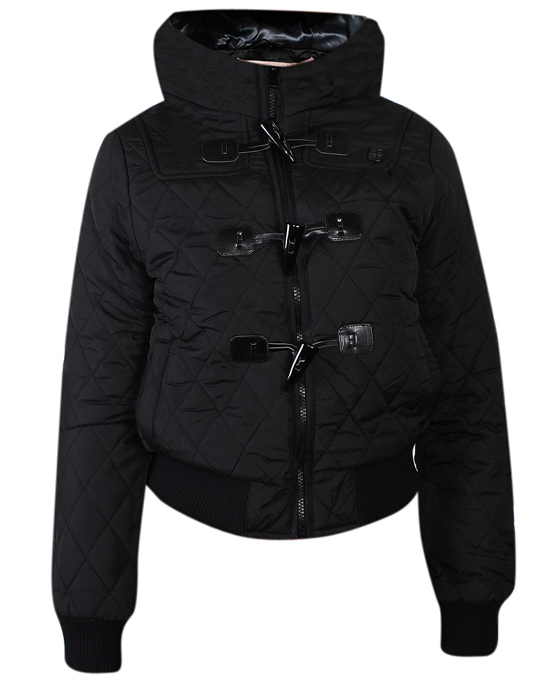 Kenneth Cole Short Padded Jacket with Faux Fur Hood in Black | Lyst