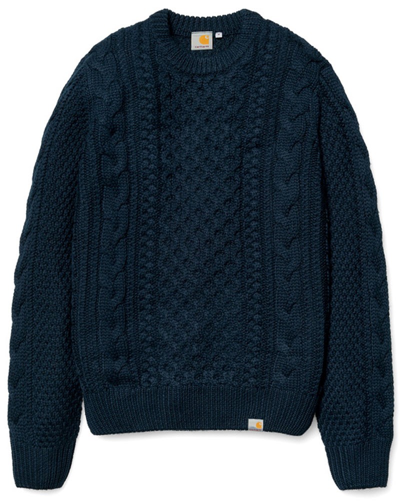 Carhartt Mens Paladin Cable Knit Jumper Heavy Knit Sweater Crew Neck