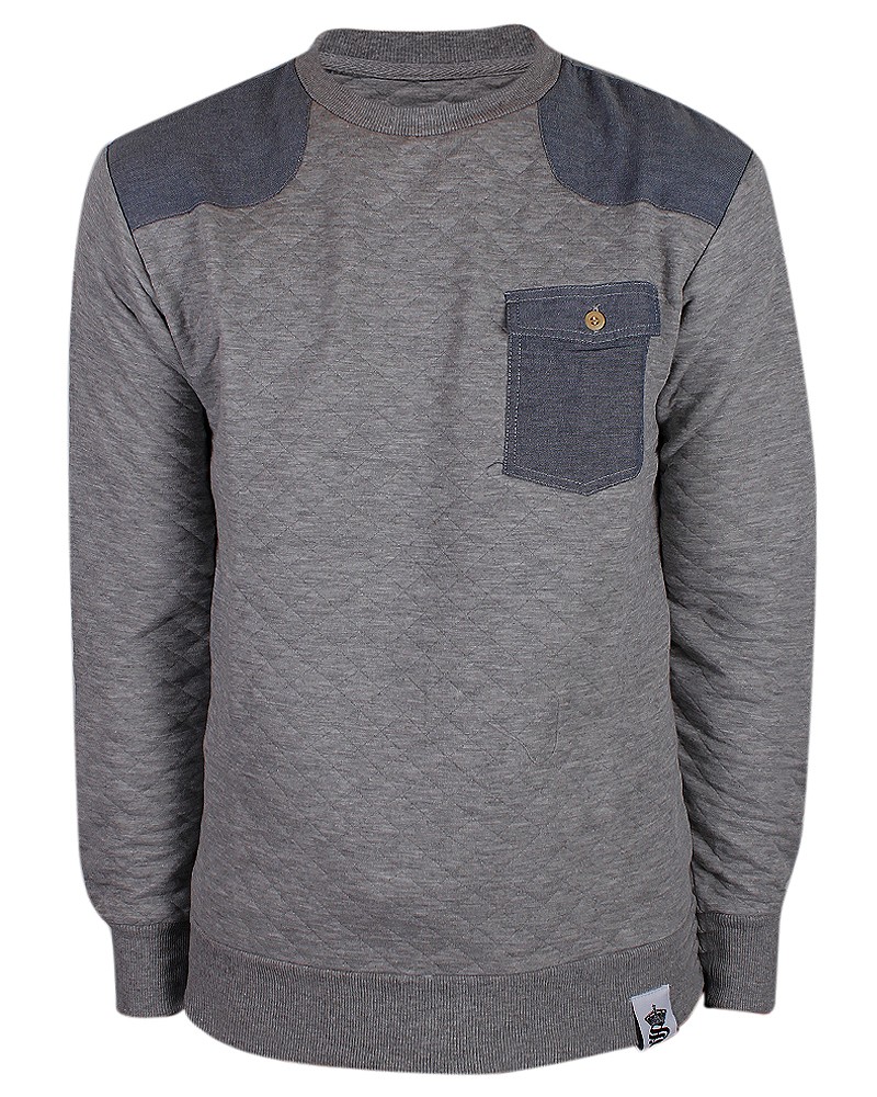 Mens Designer Soul Star Quilted Jumper Elbow Patch Sweatshirt Shoulder