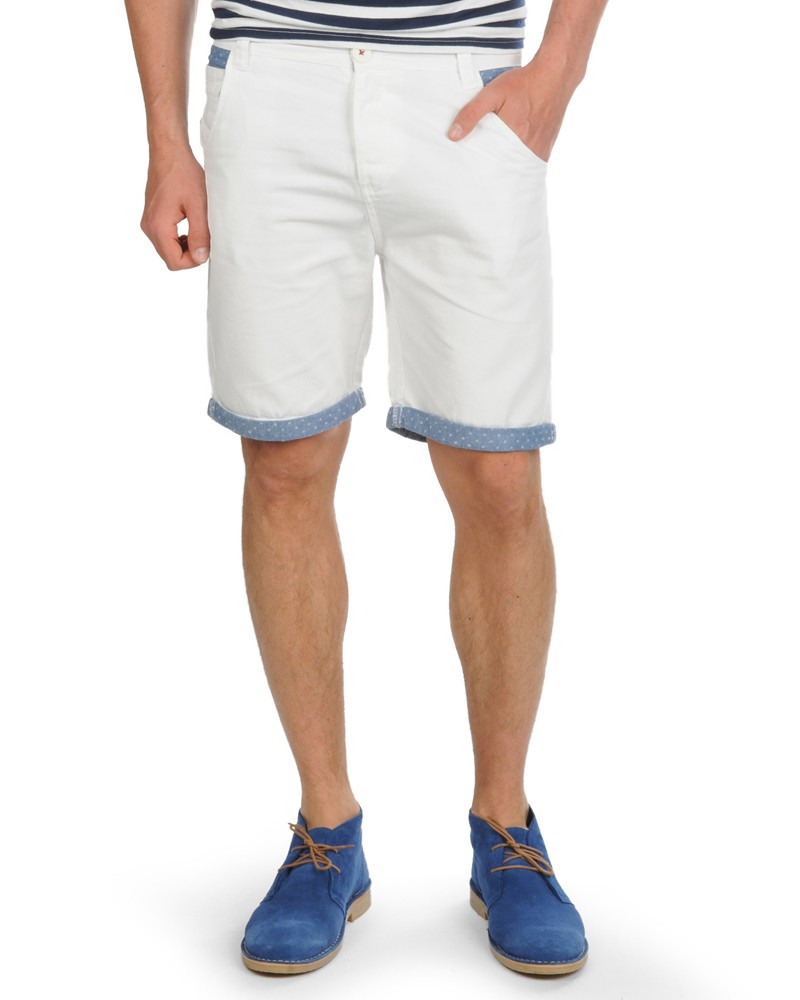 New Mens Soul Star Chino Turn Up Polka Dot Shorts Gents