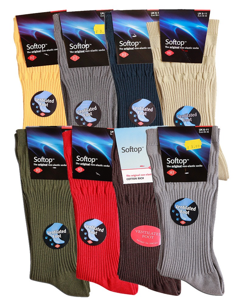 Mens Socks Softop Cotton Rich NonElastic Lightweight Soft Top 8 Colours eBay