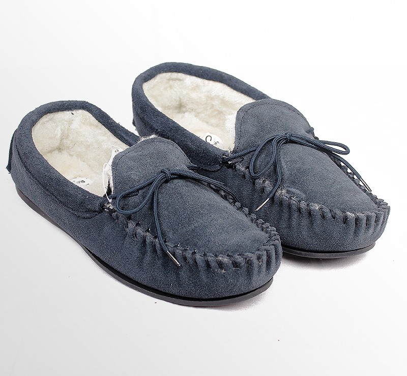 Ladies Slippers Suede Leather Womens Wool Lined Moccasin Fluffy Warm