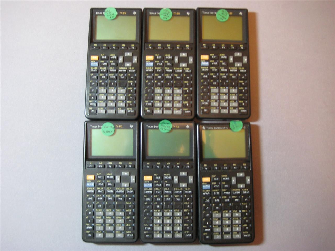 Lot of 6 (for parts only) Texas Instruments TI85 Graphing Calculator
