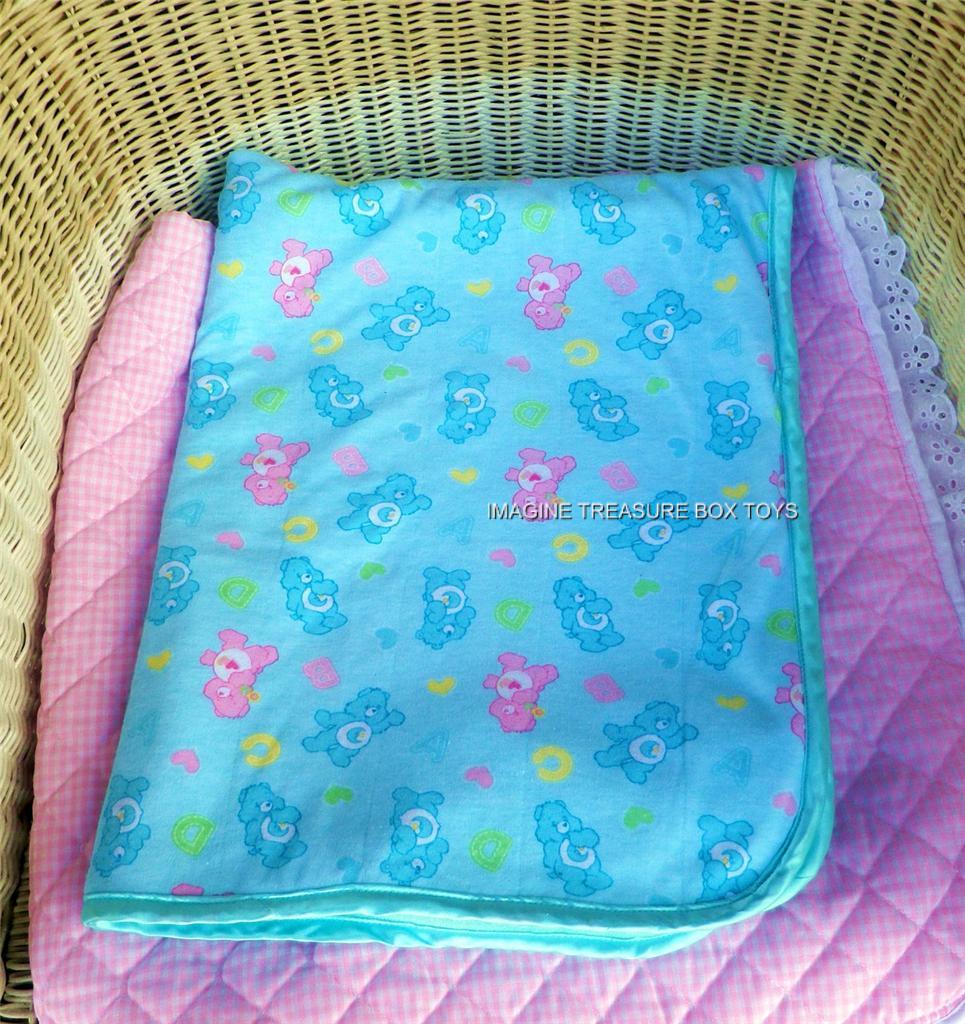 CARE BEARS BEDTIME BEAR BLUE FLEECE BABY BLANKET + 2 NIGHT TIME CARE