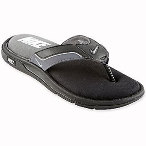 New Nike Mens Comfort Gel Flip Flop Size 11 Sandal Black Gray Silver ...