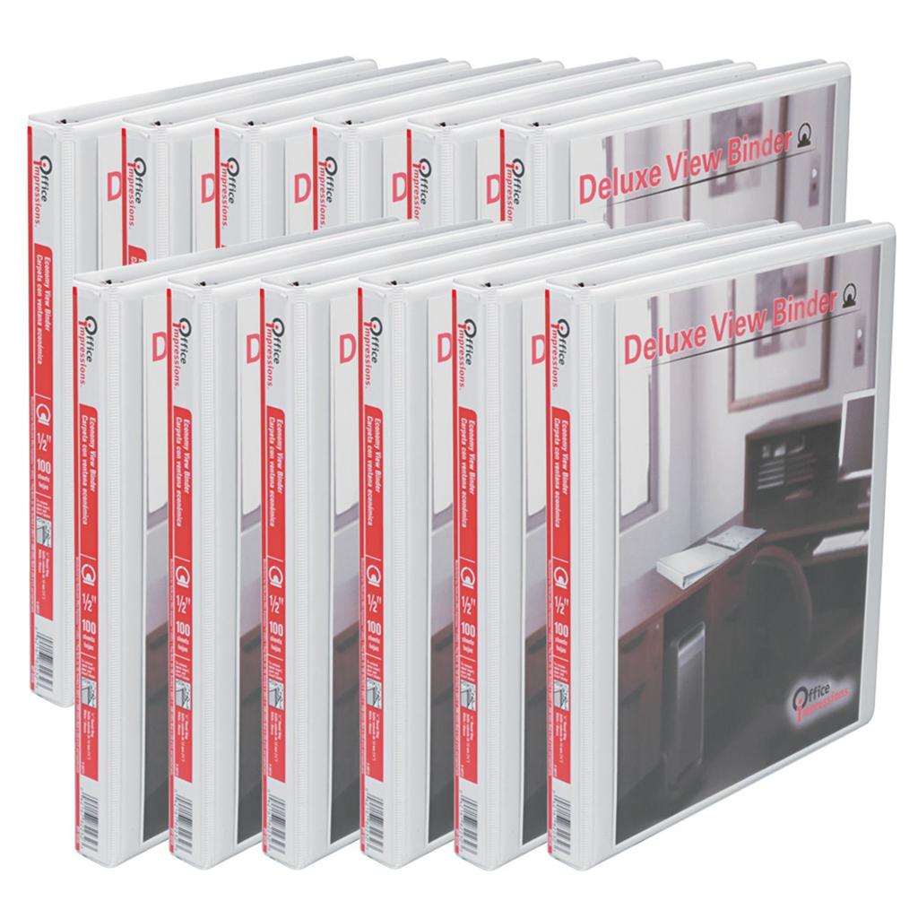 Vinyl 3 Ring Economy View Binder 1/2 inch *100 Sheet capacity *White