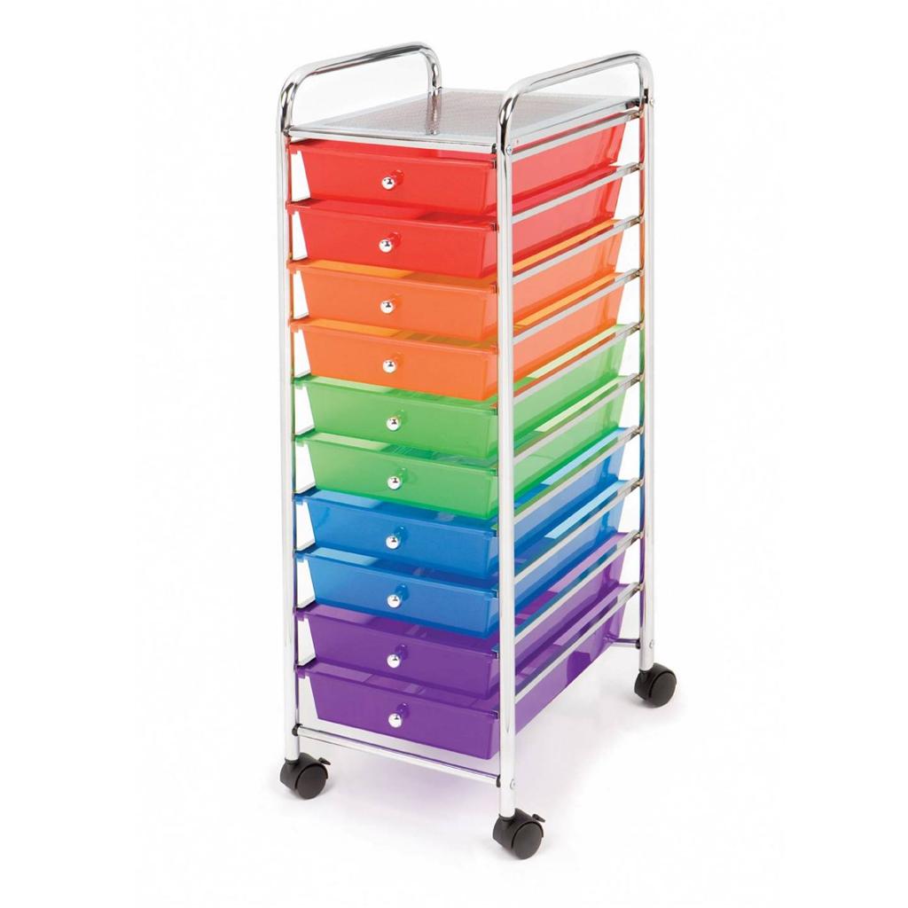 Seville 10 MultiColor Drawer Rolling Cart Storage Daycare School