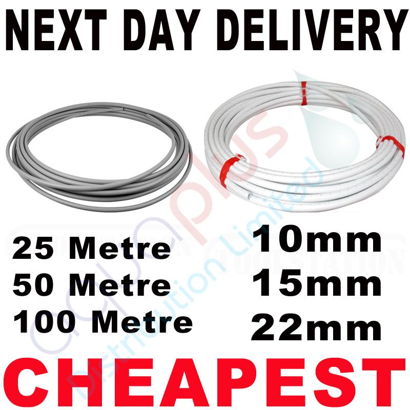 Coil Grey / White barrier plastic pipe roll 10mm 15mm 22mm x 25mtr 50mtr 100mtr