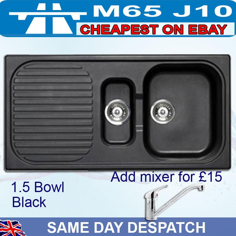 Black or White Coloured Kitchen Sink Single /One and half bowl drainer Astracast eBay