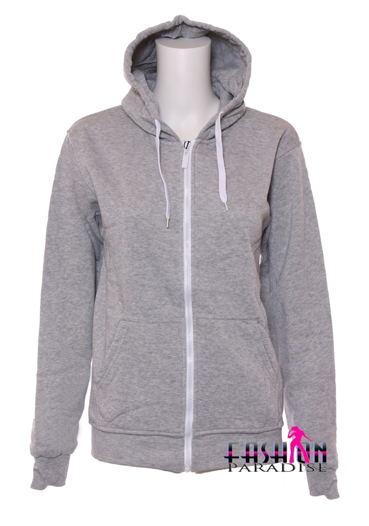 Details about NEW LADIES WOMENS PLAIN WHITE ZIP UP HOODIE HOODY TOP