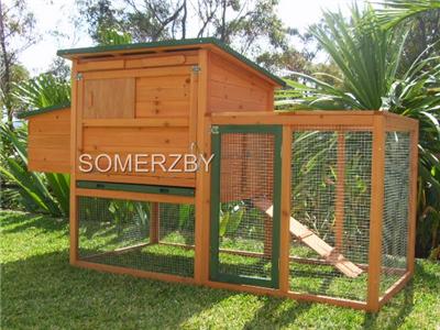 Chicken Rabbit Guinea Pig LARGE Coop Hutch Cage Run FIR WOOD BUNGALOW