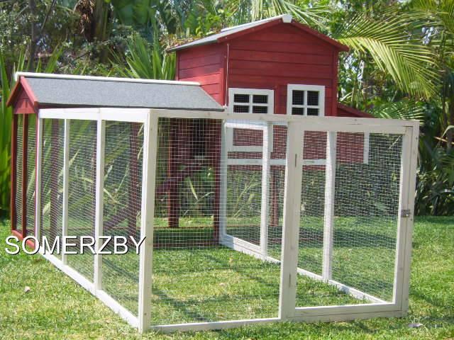 Chicken-Rabbit-Cat-Hutch-Cage-Coop-LARGE-Somerzby-RED-BROWN-MANSION 