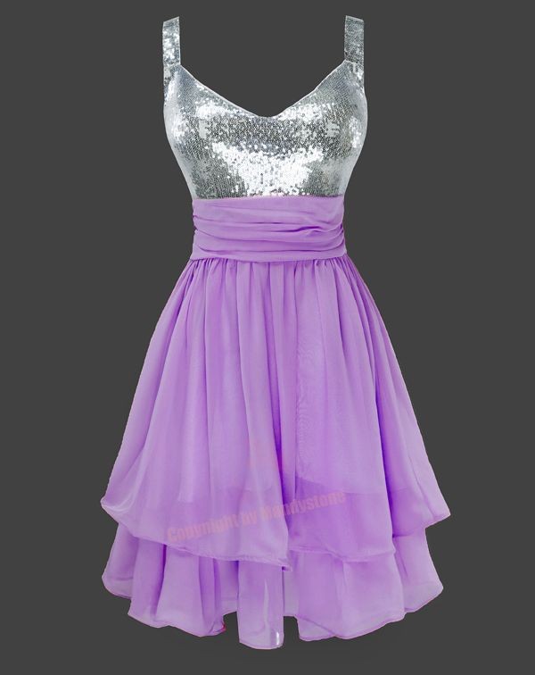 Fashion-Flounce-Trim-layer-Sequins-Prom-Dresses-XL-Light-Purple