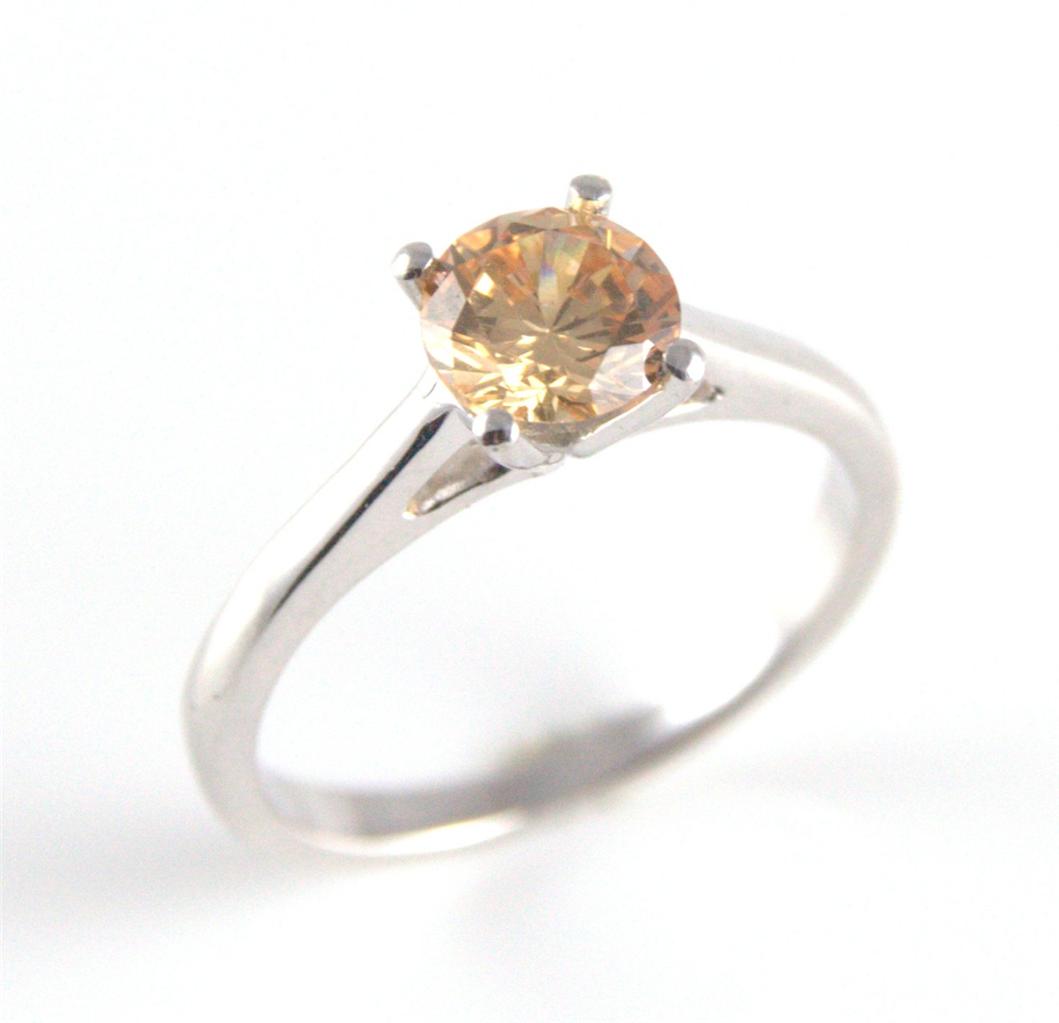 ... about Diamond-Unique Champagne Diamond 1ct Solitaire Ring Solid Silver