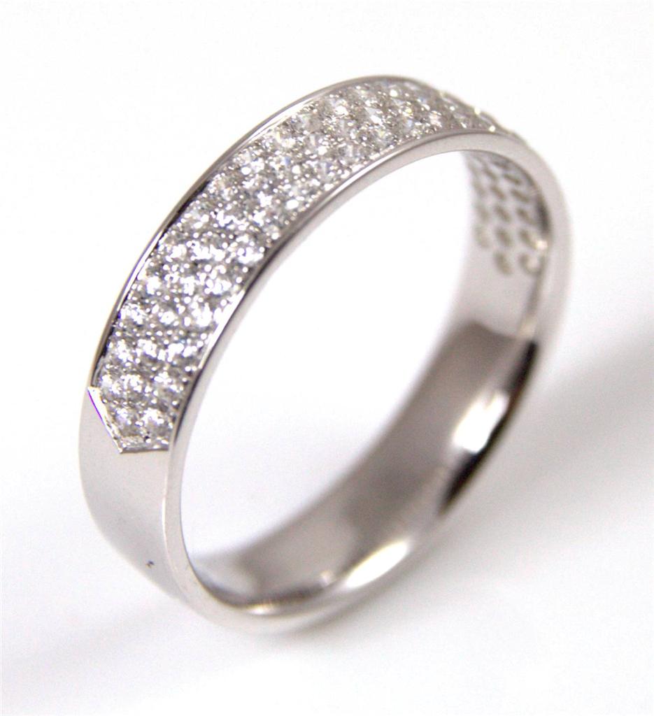 DiamondUnique Solid Silver Rhodium platinum Micro Set Ring (44481) eBay