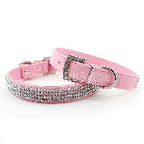 ... Rhinestone Dog Collar Leather Diamante Collars Bling PINK BLUE BLACK ... Rhinestone Dog Collar Leather Diamante Collars Bling PINK BLUE BLACK