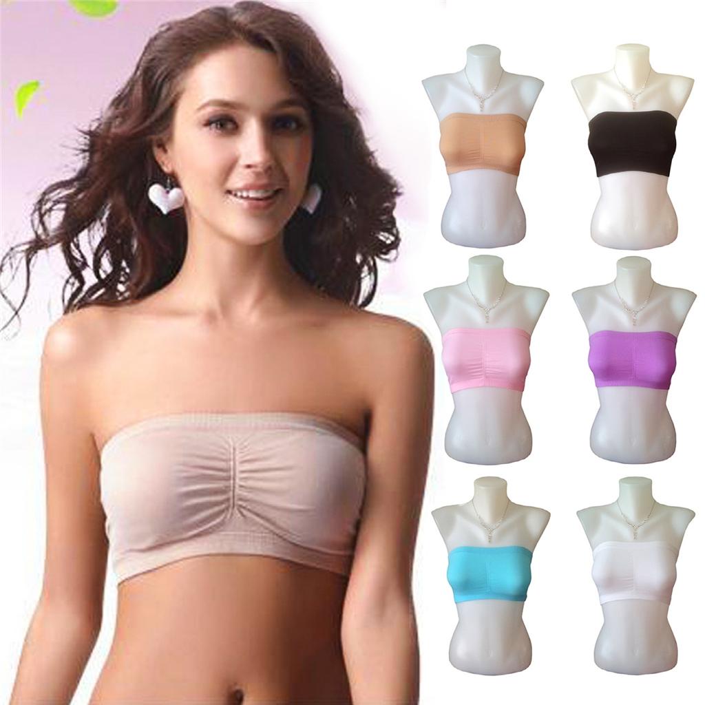 PADDED STRAPLESS BANDEAU BOOB TUBE SPORTS BRA 6 COLOURS 5 SIZES AVAILABLE